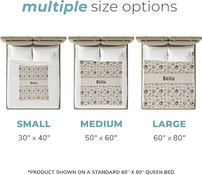 Prints Next Day – Custom 60" x 80" Plush Pet Lightweight Blanket Personalized with Pet Lightweight's Name - Paw Pattern - Gift for Dog Owners - Printed in America