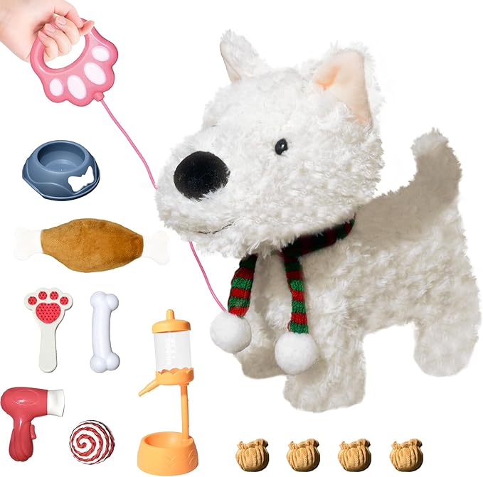 Puppy Toys for Kids, Toy Dogs That Walk and Bark, Walking Dog Toy for Kids with Leash, Interactive Stuffed Puppy with Remote Control, for Girls and Boys Aged 3-7 Year Old