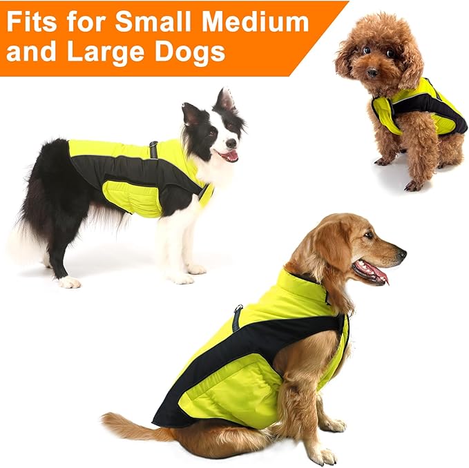 Warm Dog Winter Coat, Gimilife Dog Sweater Dogs Cold Weather Coats Waterproof Apparel Clothes Pet Jacket Padded Vest Outfit for Puppy Small Medium Large Dogs