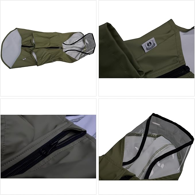 LoveLonglong Premium Waterproof Dog Raincoat with Reflective Safety Features Pet Raincoats for Large Medium Small Dogs Khaki L