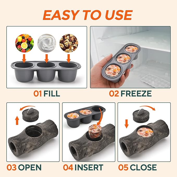 AUSCAT Indestructible Dog Frozen Treat Toy, Dog Enrichment Toys for Aggressive Chewers, Durable Toy to Keep Busy, Stump Shape