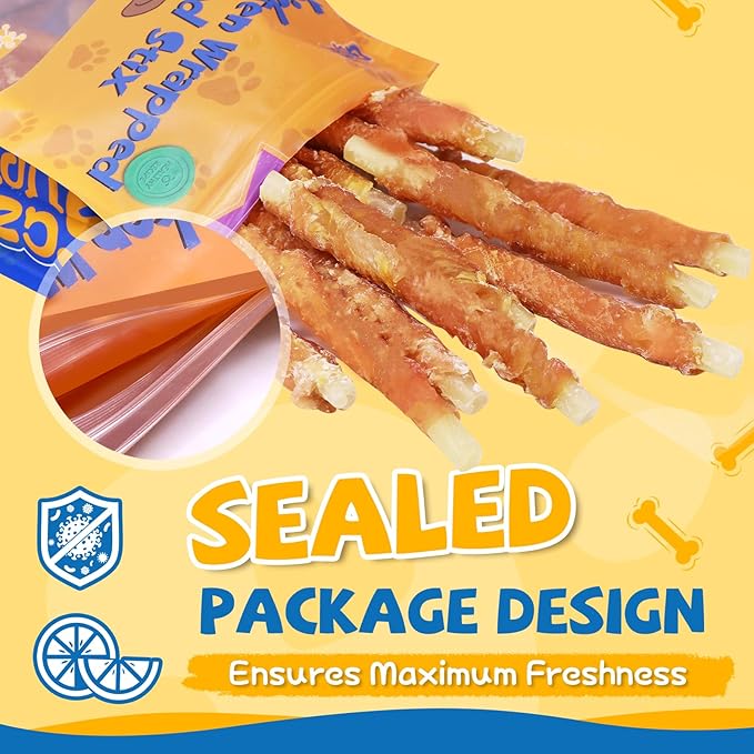 Gazeupon Soft Dog Treats, Healthy Training Treats for Dogs, Rawhide Free Snacks for Small Dogs, Chicken Wrapped Cod Sticks w/Glucosamine Chondroitin