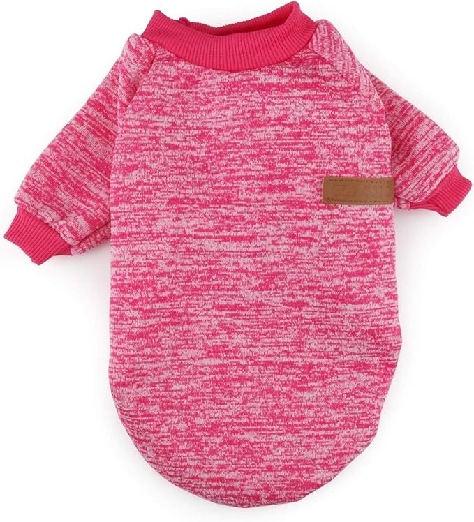 Idepet Pet Dog Classic Knitwear Sweater,Fleece Coat for Small,Medium,Large Dog,Warm Pet Dog Cat Clothes,Soft Puppy Customes (S, Rosered)