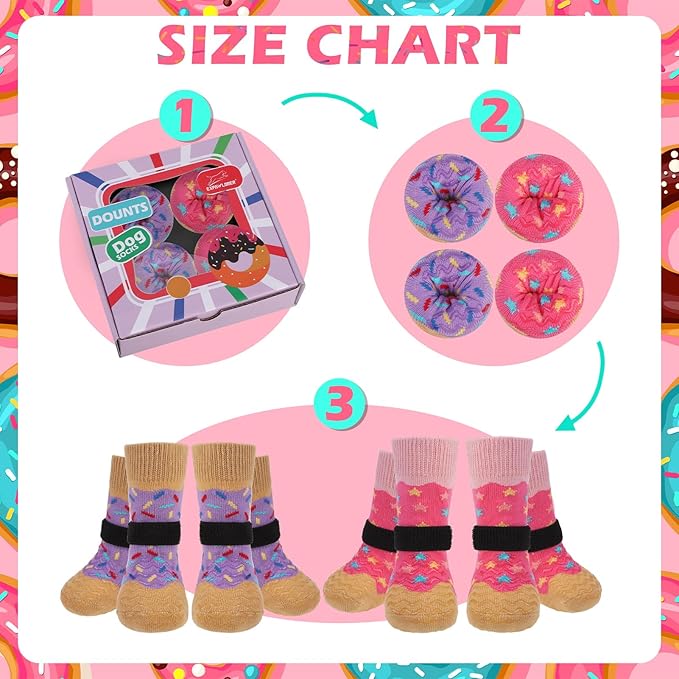 EXPAWLORER 8 Pcs Anti Slip Dog Socks, Dog Shoes for Hot Pavement, Dog Booties for Hardwood Floor, Prevent Licking Paws, Boots & Paw Protectors for Small Medium Large Senior Dogs