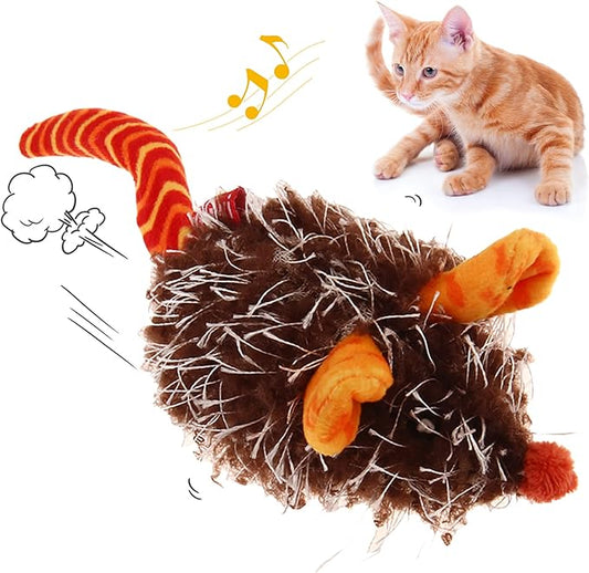 Gigwi Interactive Cat Toys for Indoor Cats, Cat Mouse Toys with Electronic Realistic Squeaky Sound, Automatic Moving Kitten Toys Electric Mice Toy Self Play Exercise(Orange Ear)