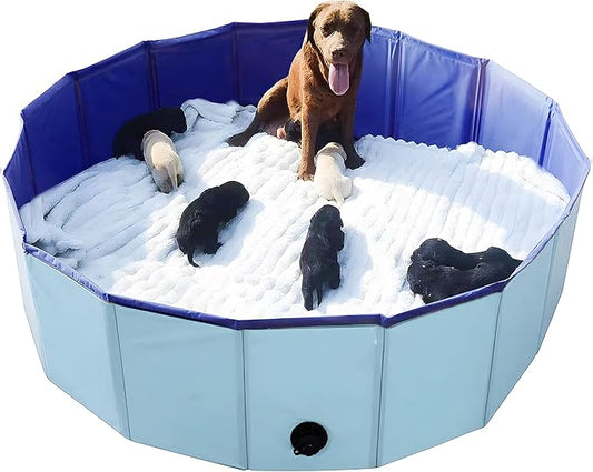 Artilife Whelping Box for Dogs Welp Box Whelping Pool,Puppy Whelping Pen for Dogs Puppies,Great for Puppies,Easy to Clean (47inch Dia.x12inch H(120x30cm), Blue)