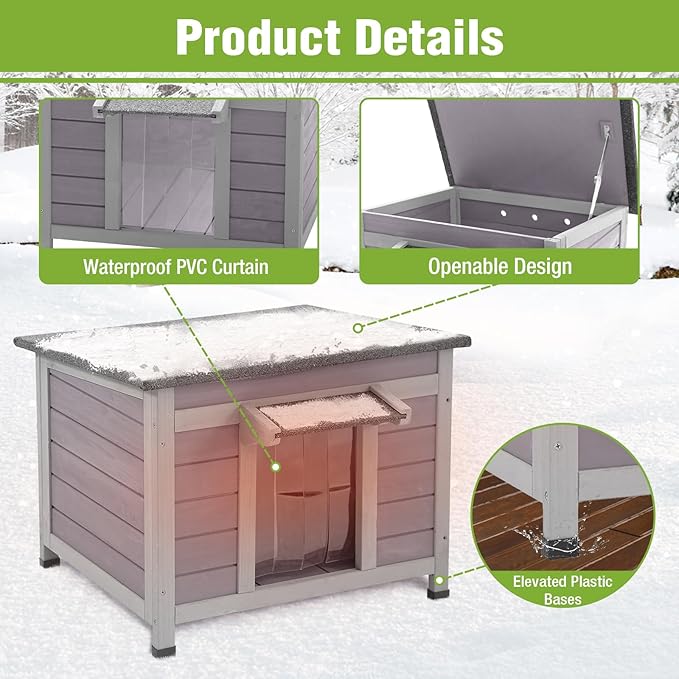 GUTINNEEN Insulated Cat House Outdoor with Triple-Layer - Weatherproof Cat Shelter with Insulation Liner, Elevated Base & Openable Roof for Stray/Feral Cats (Winter-Ready)