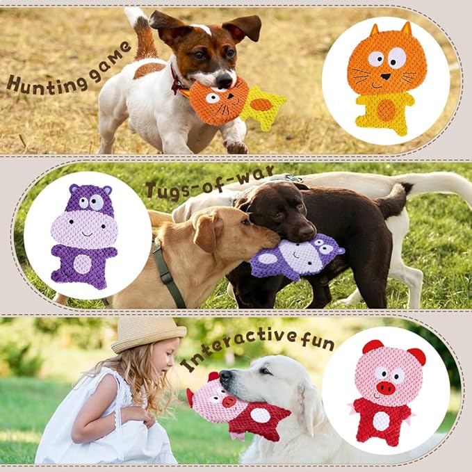 No Stuffing Dog Squeaky Toys, 8 Pack Stuffless Dog Chew Toys, Tough Soft Plush Crinkle Toys, Pet Supplies Durable Puppy Teething Interactive to Keep Them Busy for Small Medium Breeds