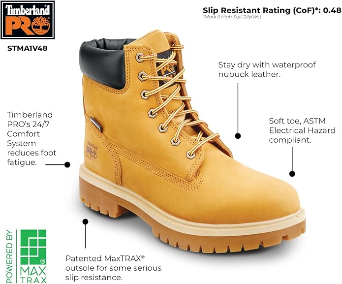 Timberland PRO 6IN Direct Attach Men's Soft Toe MaxTRAX Slip-Resistant Work Boot