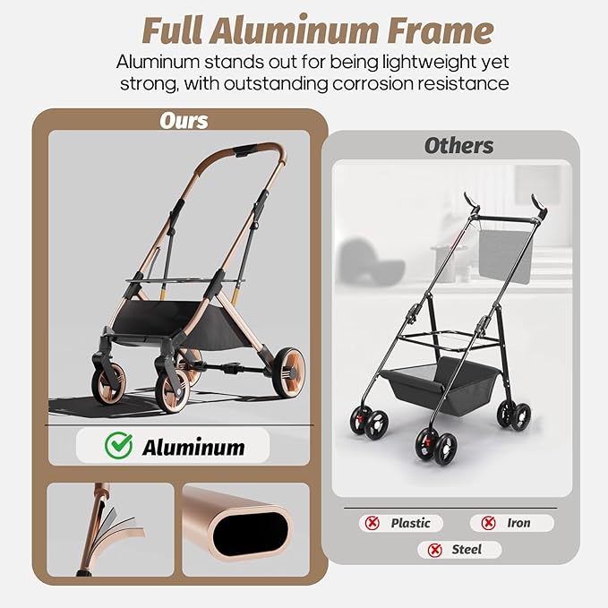 Pet Stroller with 4 Wheels, Dog Stroller with Detachable Carrier, One-Click Folding Pet Travel Carrier for Small, Medium Dogs Cats up to 50lbs, 3 in 1 Multifunctional (Black)