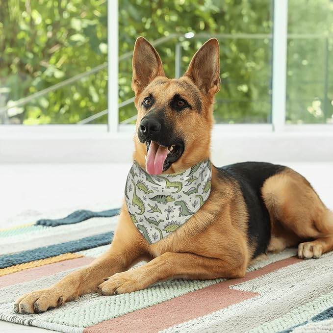 Miniature Dinosaurs Green Bones Dog Bandana Scarf Triangle Bibs Pet Accessories Cat Kerchief