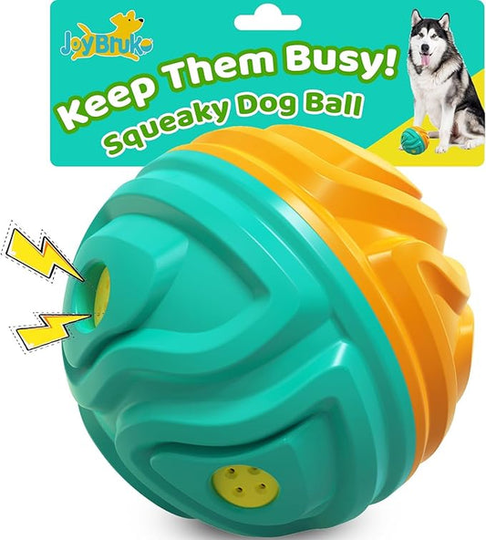 Dog Ball for Aggressive Chewers - Interactive Dog Toy Giggle Balls Fun Squeaky Sound to Keep Them Busy, Durable for Small Medium Large Breeds, Rubber Chew Toys, As Seen on TV, Orange & Blue