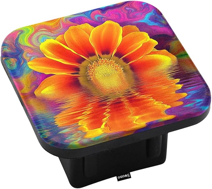 Swono Sunflower Tow Hitch Covers Bright Reflection Wave Colorful Sunflowers Sturdy Rubber Hitch Cover 2 Inch Trailer Hitch Cover Plug Cap Insert for Most Trucks SUV RV and Cars