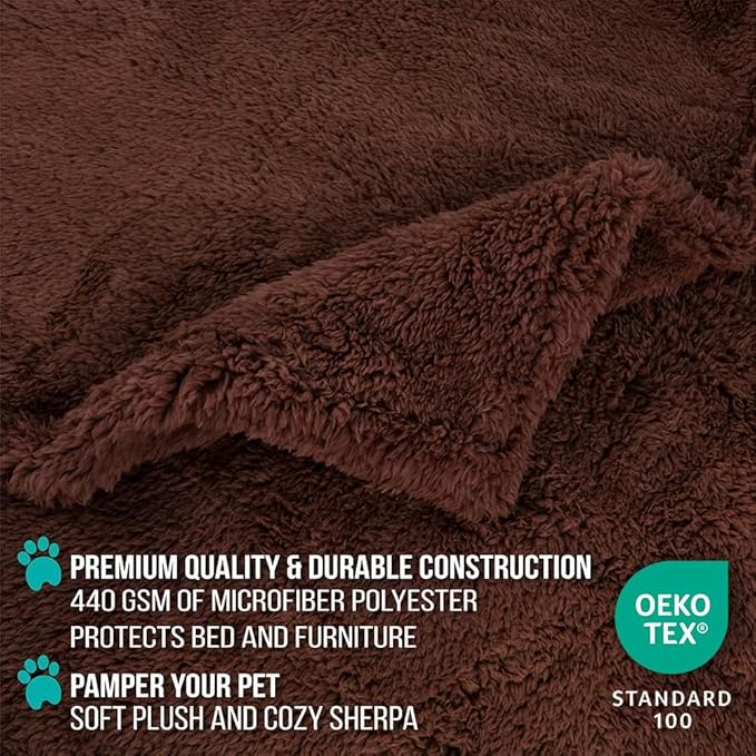 PetAmi Fluffy Waterproof Dog Blanket for Small Medium Dogs, Soft Warm Pet Sherpa Throw Pee Proof Couch Cover, Reversible Cat Puppy Bed Blanket Sofa Protector, Plush Washable Pad (Brown, 29x40)