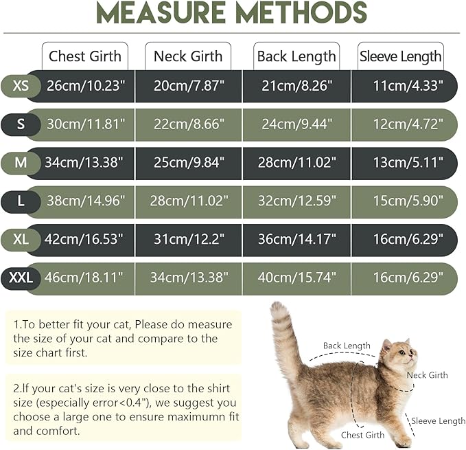 Sticky Cat Clothes Stretchy, Sphynx Hairless Sweater & Pajamas for Cats only, Soft Cat Onesie for Cats After Surgery Female Male & Hair Loss Prevention, Green XS