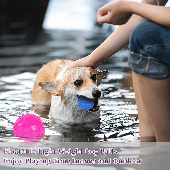 3'' Squeaky Dog Toy Balls for Lagre Medium Breed, Indestructible Dog Balls for Playing, Fetching & Retrieving, Durable Aggressive Chewers, 2 PCS Red+Purple