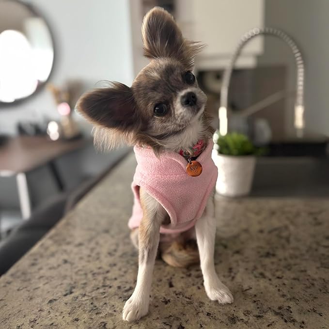 JACKO & CO - Fleece Vest Dog Sweater with Leash Ring - Soft, Warm & Lightweight Pullover Coat for Small & Medium Dogs, Puppies & Cats - Cozy Fall/Winter/Spring Pet Jacket (Pink Lemonade, Small 4-6lbs)