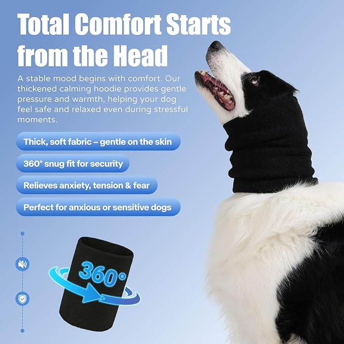 Dog & Cat Calming Band Cat Anxiety Relief Cover,Double Layer Thickened Pet Ears Elastic Neck Band Noise Cancelling Ear Muffs for Anxiety Relief/Noise Protection,Grooming,Thunder,Fireworks