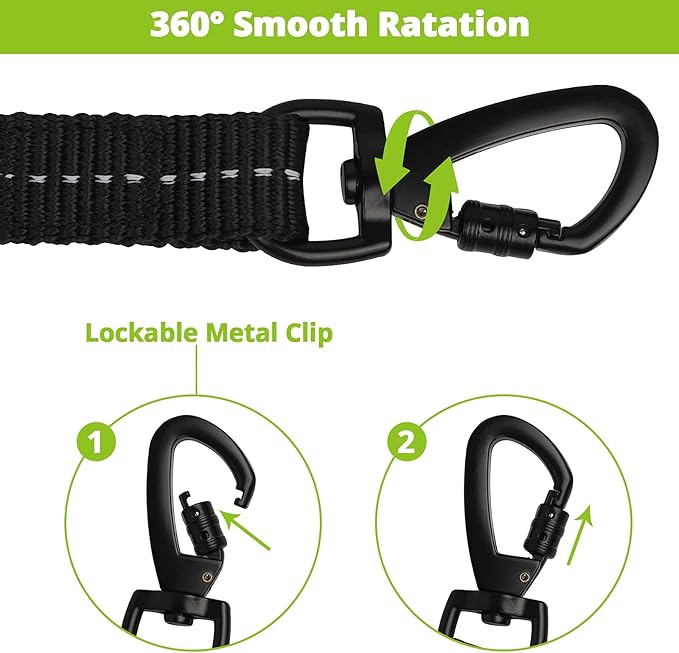 Long Dog Leash 30 FT: Heavy Duty Rope Leashes for Dogs Training with Swivel Lockable Hook Reflective Threads Bungee and Padded Handle - Dog Lead for Large Small Medium Dogs Outside Walking Hiking