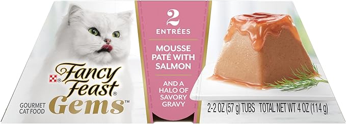 Fancy Feast Gems Pate Cat Food Mousse With Salmon and a Halo of Savory Gravy Cat Food - (Pack of 8) 4 oz. Boxes