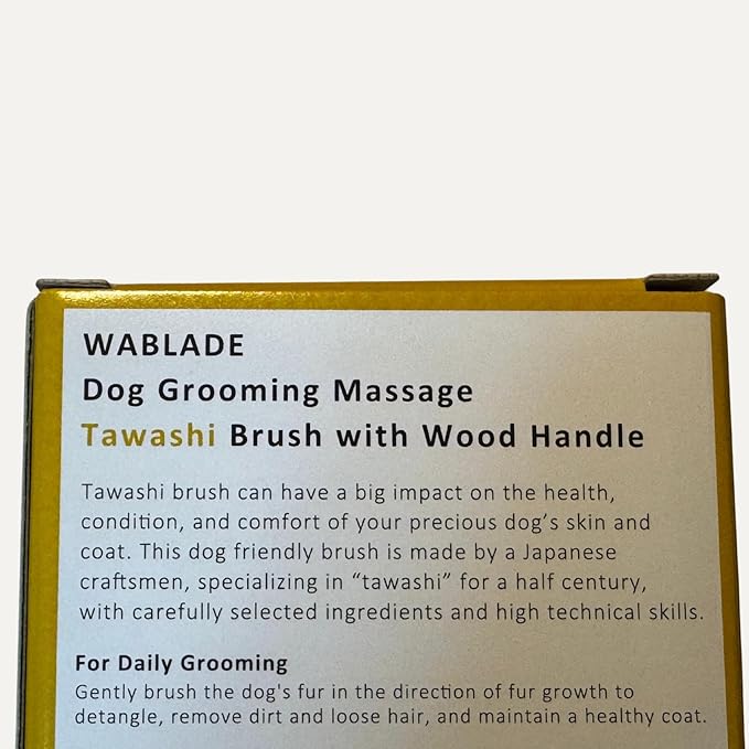Dog Grooming Massage Tawashi Brush with Wood Handle Less Static Natural Palm Fiber Made in Japan (Large Dog)