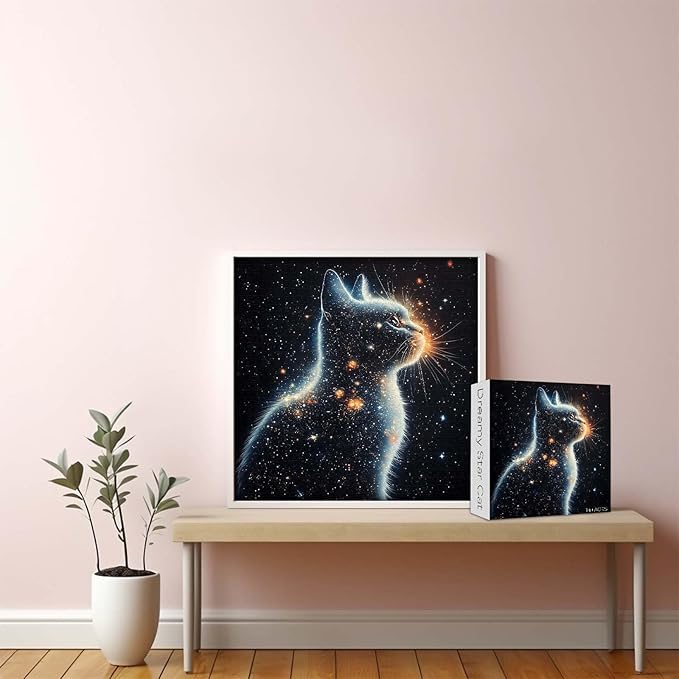 Cat Jigsaw Puzzles 1000 Pieces for Adults, Larkipuzz Starry Night Sky Puzzles, Unique Impossible Nebula Space Puzzle for Home Decor