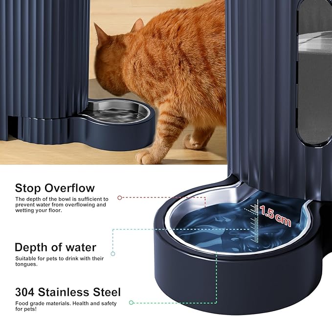 Gardner Pet Automatic Gravity Cat Food Feeder and Water Dispenser Stainless Steel Two-in-One Set Large Capacity Dispenser for Pets Dogs, Puppies, Kittens-(0.8 Gallons x 2)