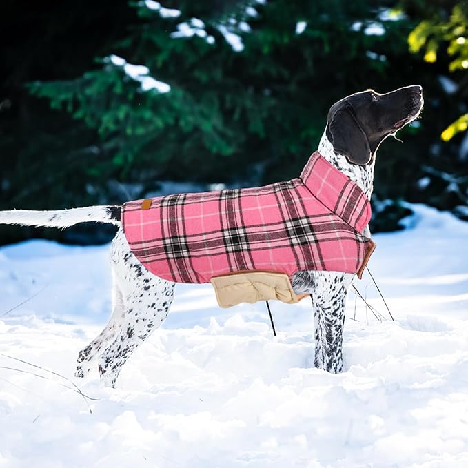 Kuoser Warm Dog Coat, Waterproof Dog Coats for X-Small Dogs, Adjustable Durable Doggie Winter Jacket Reversible Cozy Puppy Cold Weather Apparel from Small to Large Breed, Pink XS