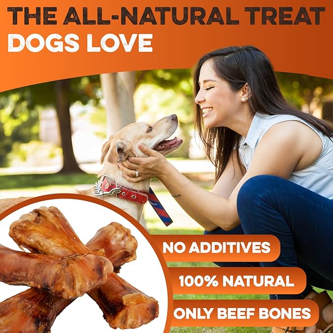 BRUTUS & BARNABY Shin Bones for Dogs – 100% USA-Sourced Beef Bones – Long-Lasting Chew for Large Breeds and Aggressive Chewers – Natural, High Protein, Dental Health Support, (1-pk) – Made in The USA