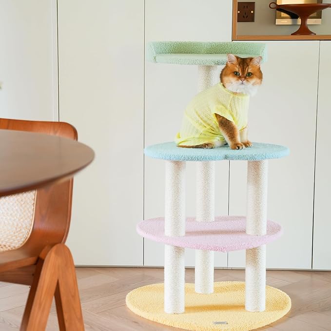 VETRESKA Cat Tree Cat Tower 38.6'' for Indoor Cats with Sisal Covered Scratching Posts and Sweetheart Shape Platform, Multi-Level Cat Tower Activity Center Furniture for Kittens Cats and Pets