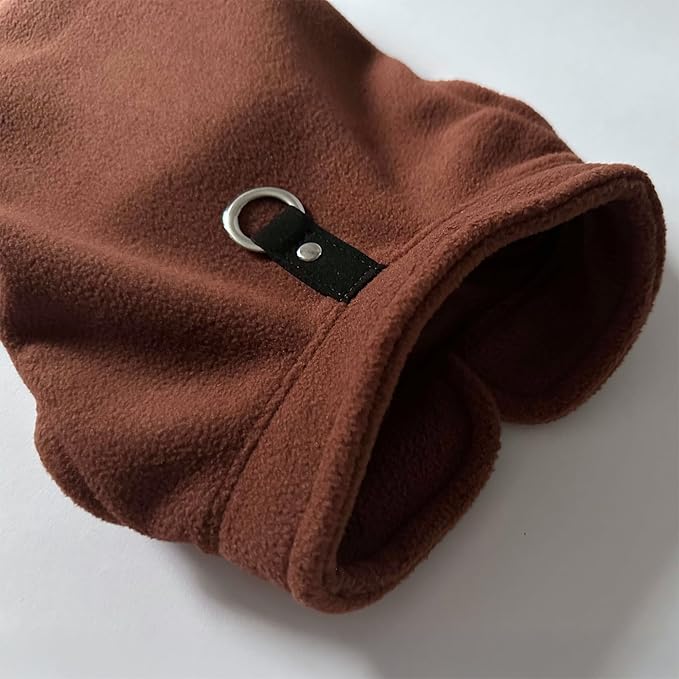 JACKO & CO - Fleece Vest Dog Sweater with Leash Ring - Soft, Warm & Lightweight Pullover Coat for Small & Medium Dogs, Puppies & Cats - Cozy Fall/Winter/Spring Pet Jacket (Chocolate Brown, XS (2-4lbs)