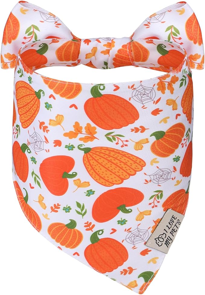 SCENEREAL Thanksgiving Dog Bandana, Fall Pumpkin Double Side Dog Scarf for Small Medium Large Dogs Cats Puppy,Holiday Bandanas for Dogs Boys Girls, Premium & Soft Fabric Pet Accessories for Birthday
