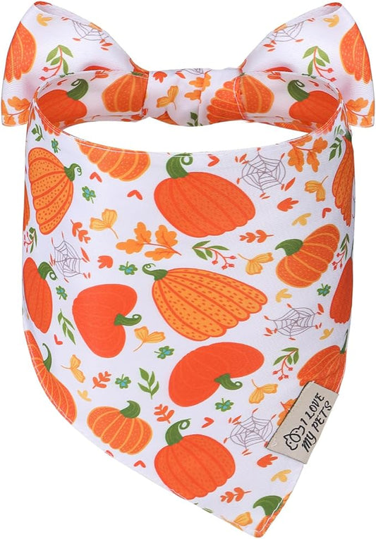 SCENEREAL Thanksgiving Dog Bandana, Fall Pumpkin Double Side Dog Scarf for Small Medium Large Dogs Cats Puppy,Holiday Bandanas for Dogs Boys Girls, Premium & Soft Fabric Pet Accessories for Birthday