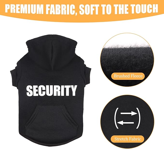Dog Hoodie Security Dog Sweater Soft Brushed Fleece Pet Clothes Hoodie Sweatshirt with Pocket Sweaters for Small Dogs(XS)