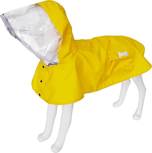 Waterproof Dog Raincoat, Adjustable Reflective Lightweight Pet Rain Clothes with Poncho Hood (X-Small, Yellow)