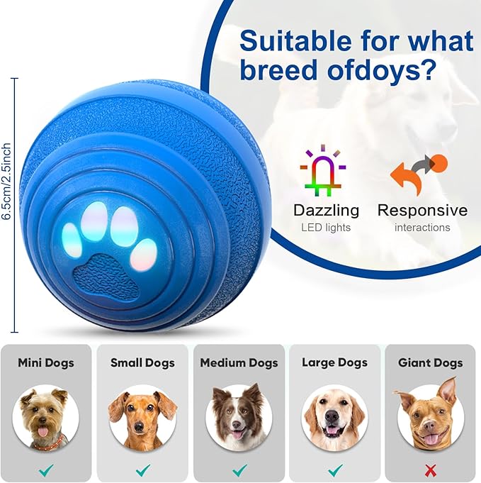 Interactive Dog Ball - Smart Toy for Small and Medium Dogs, Automatic Moving Ball, Rotating & Bouncing, Durable TPU+PC Shell, Toys That Keep Dogs Busy, for Dog