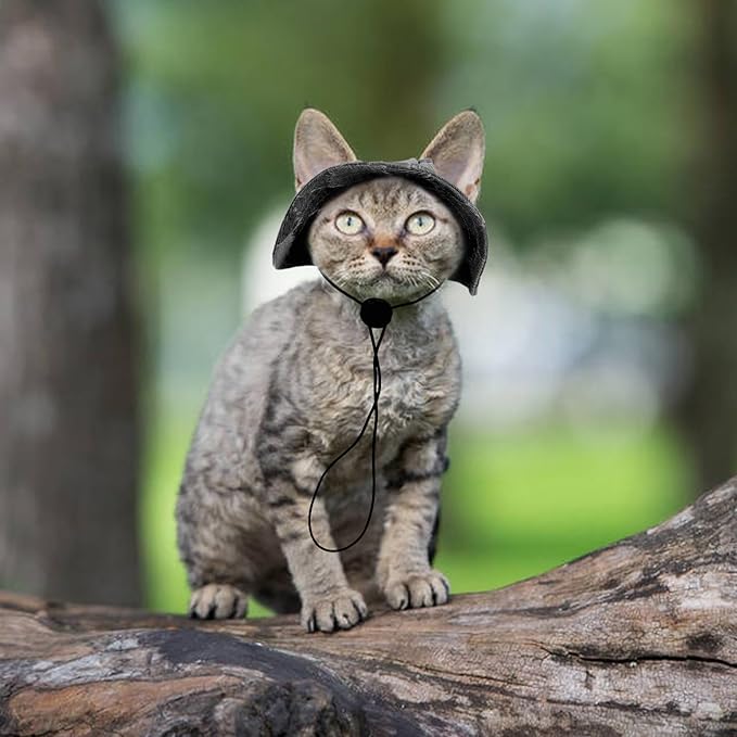 QBLEEV Cat Hats for Cats Only, Sphynx Hat with Ear Hole, Hairless Cat Cowboy Hats for Birthday Party Halloween, Kitten Headwear Sun Sombrero Caps, Chihuahua Sunscreen Baseball Outdoor Climbing Cap