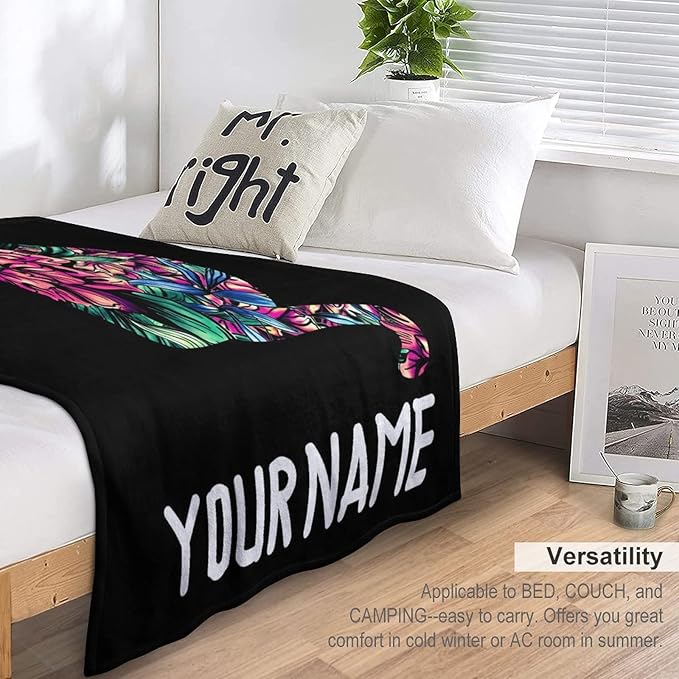 Personalized Cat Blanket Gifts with Name - 50"x60" Cute Throw Blanket for Adults Kids - Black Soft Plush Throws for Bed, Couch & Travel