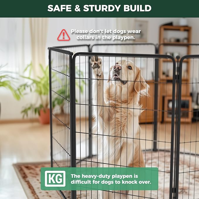 FXW Homeplus Unleashed Indoor Dog Playpen - Stress-Free and Safe Play, Heavy Duty 45 Inch 16 Panels Dog Pen with Connectors (Pack of 2) for Large Dogs, Black│Patented