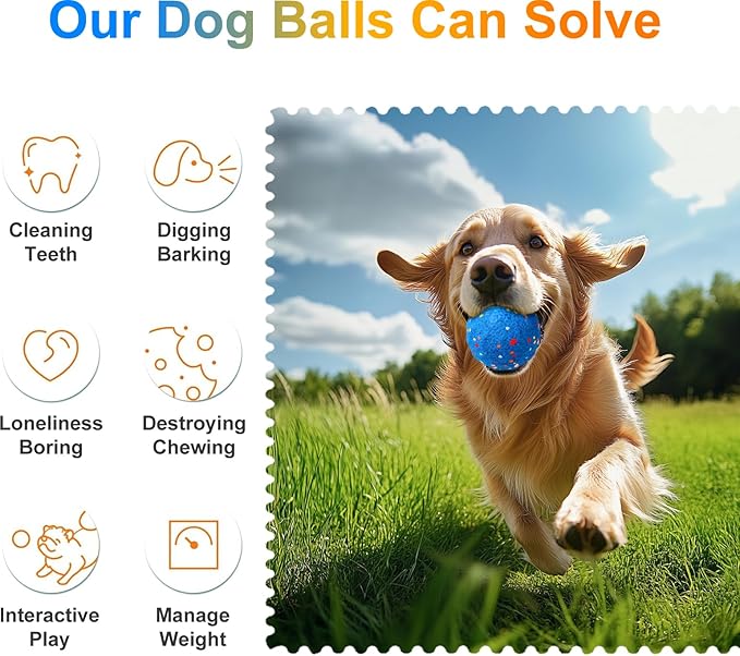 TVM Interactive Dog Toys Ball, Automatic Moving, Bouncing Chew Toys, E-TPU Material, Suitable for Large and Medium-Sized Dogs, Used for Boredom Relief and Daily Training, USB Rechargeable