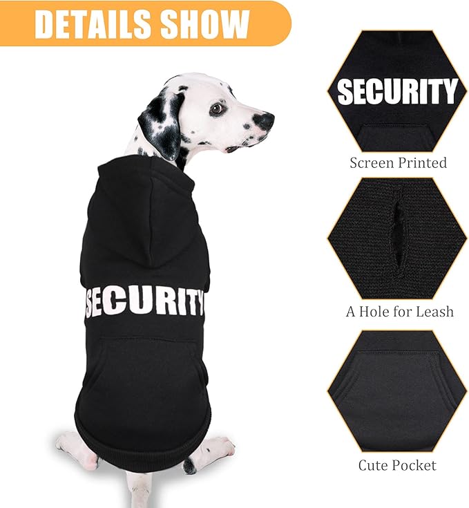 Dog Hoodie Security Dog Sweater Soft Brushed Fleece Pet Clothes Hoodie Sweatshirt with Pocket Sweaters for Small Dogs(XS)
