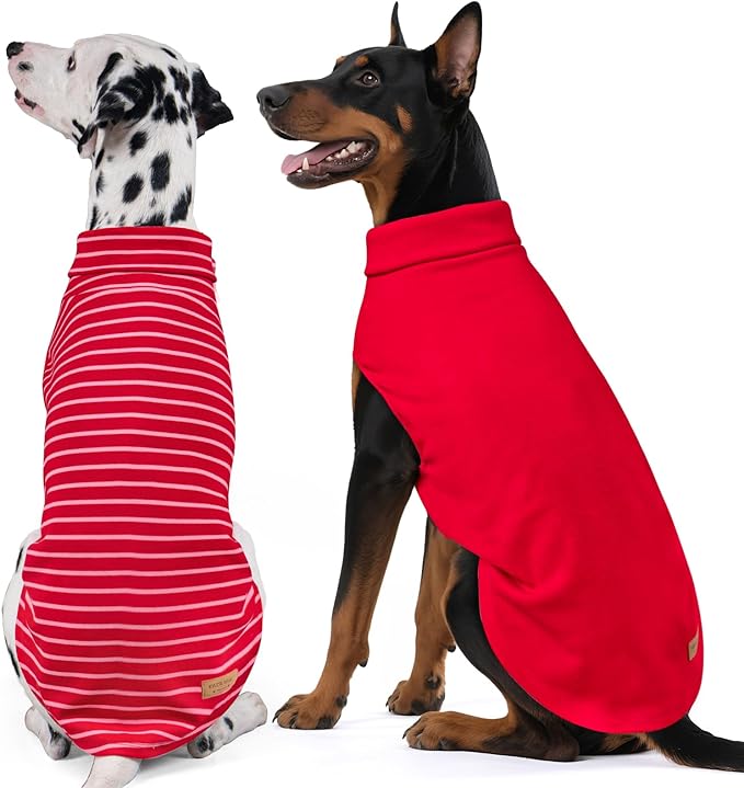 KYEESE 2Pack Dog Sweater Warm Dog Sweaters for Large Dogs Warm Lightweight Dogs Clothes Comfy Sleeveless Doggie Sweatshirt Soft Pets Fleece Sweater Turtleneck Pet Coat Red,3XL