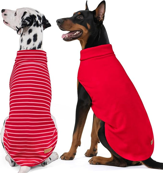 KYEESE 2Pack Dog Sweater Warm Dog Sweaters for Large Dogs Warm Lightweight Dogs Clothes Comfy Sleeveless Doggie Sweatshirt Soft Pets Fleece Sweater Turtleneck Pet Coat Red,3XL