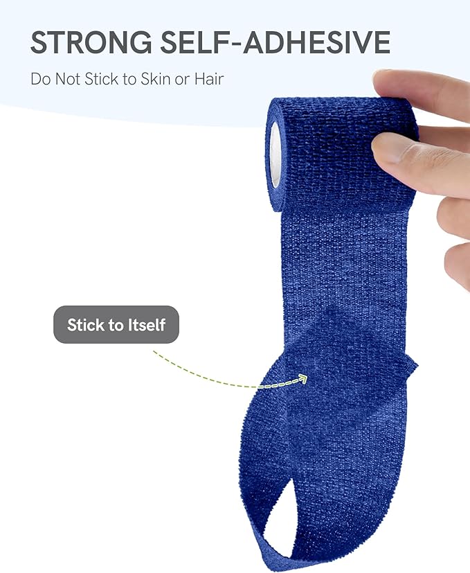 FriCARE Self Adhesive Bandage Wrap, Medical Tape in First Aid Kit, Cohesive Bandages for Wounds Sport Vet, 2 inches X 5 Yards 6 Rolls, Neon Surge