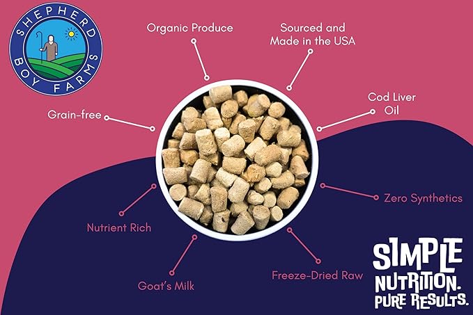 Shepherd Boy Farms Freeze-Dried Chicken Cat Food – High-Protein, Grain-Free, Made with Organic Fruits & Veggies & Goat’s Milk (12oz)