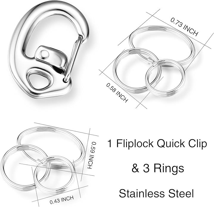 Fliplock Carabiner Dog Tag Clips - Quick Release Collar Clips for ID Tags, Pet Safety, and Keychains - Small, Secure Carabiner Clips for Dog Collars, Keys, and More
