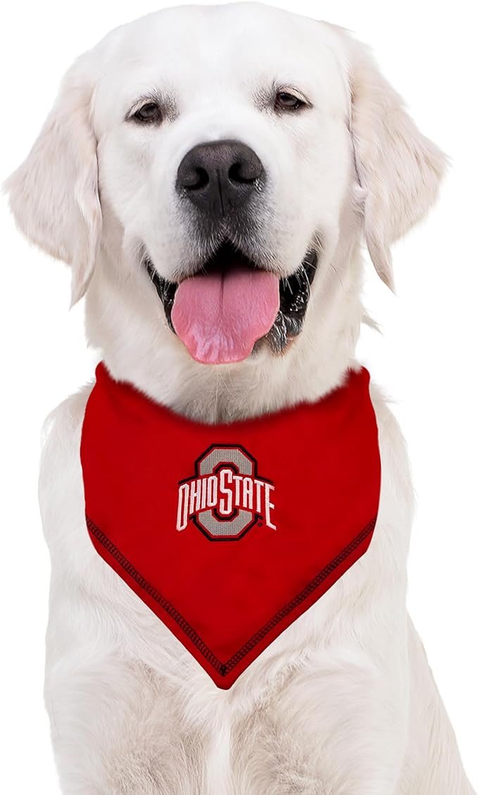 Pets First NCAA Ohio State Buckeyes Tie Bandana, Small/Medium. Dog Bandana Scarf Bib for Pet Cat Dog. The Ultimate Game-Day, Party Bandana (OH-3550-S-M)