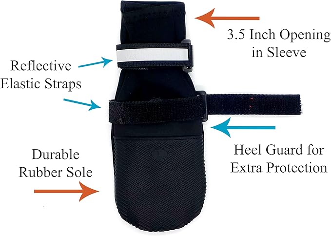 All Weather Neoprene Paw Protector Dog Boots with Reflective Straps in 5 Sizes! (XXL (4.5x4.5 in.))