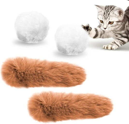 Migipaws Hide & Seek Replacements - 2 Plush Balls & Tails with Catnip, Kitty Kitten Catnip Exercise Toys