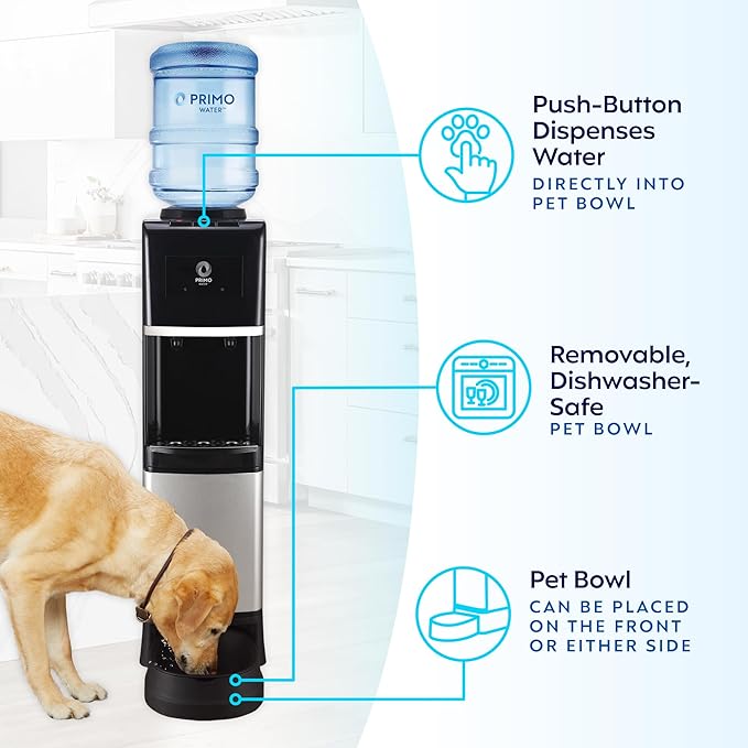 Primo Easy Top Loading Water Dispenser with Pet Station for Cat and Dog